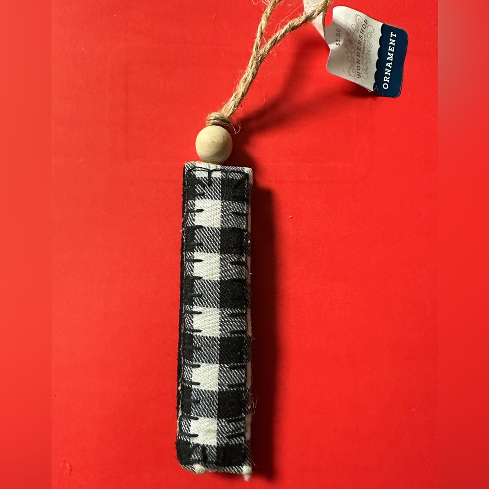 ⭐️ $1 When Bundled - Letter  I  Buffalo Plaid white & black Ornament WONDERSHOP